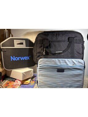 Norwex Promo Bag Lot Black Ashbury Weekender Blue Laptop Truck Organizer New